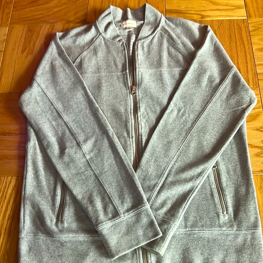 CLUB MONACO Heather Gray Collared Zippered Men’s Bonded Jacket Outerwear